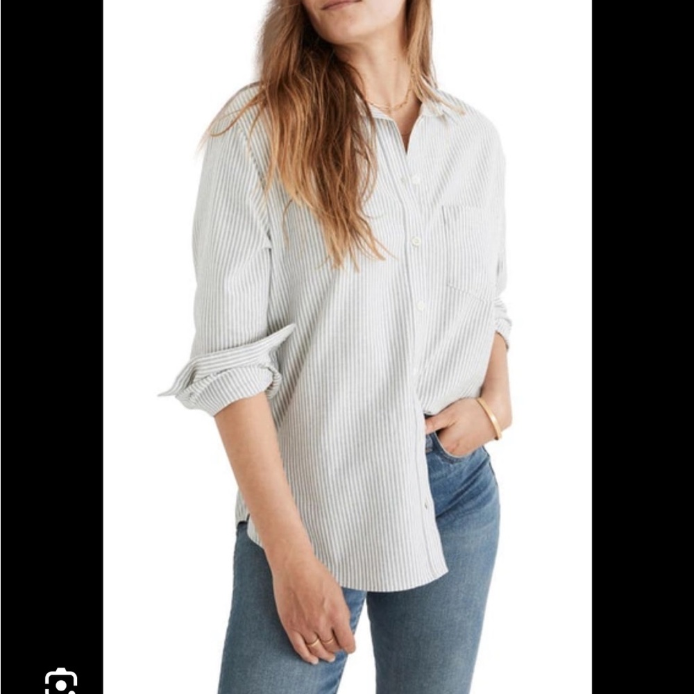Madewell Ex-boyfriend Button Up Shirt in Distant Ocean